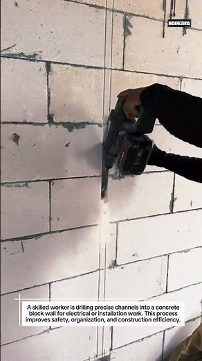 Concrete Wall Drilling Process | Skilled Construction Worker in Action