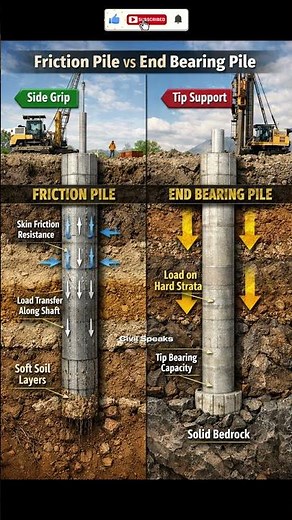 Friction Pile vs End Bearing Pile 🔥 | Civil Engineering Explained