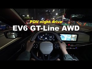 2024 KIA EV6 GT Line long-range 4WD POV night drive(urban)