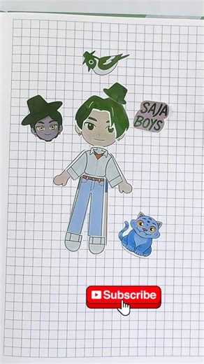 Paper dyi SAJA boys #sajaboys #kpopdemonhunters #huntrix #sticker #art #diy #stickerart #shorts