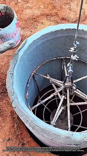 Installing Concrete Pipes Down Into Boreholes:The Structure And Method Are Very Clever #workers#job