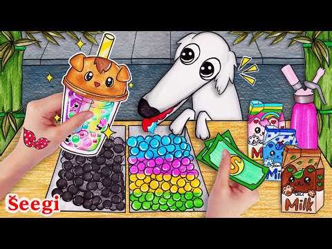 [🐦Paper DIY] Mukbang in Mysterious Forest: Boba Tea for Animals 🐶 Seegi Stop Motion Paper - ASMR
