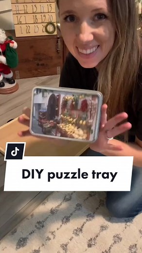 DIY puzzle tray. Any other puzzle lovers who try to do one every Christmas? #puzzles #beginnerwoodworking #handmadegift #learnintiktok #tiktokpartner