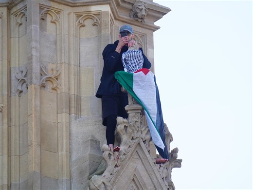 Parliamentary tours cancelled as man remains metres up Elizabeth Tower