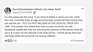 Facebook post nails why school drop-off lines are the worst