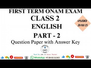 Class 2 English First Term Onam Model Exam Questions Standard 2 English Onam QP ‪@GeneralEduOnline‬