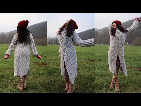 Crochet long coat cardigan INSTRUCTION
