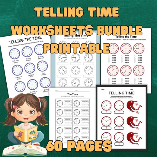 Telling Time Worksheets Bundle Printable, Reading the Clock Practice Sheets PDF, Learn to Tell Time Activities for Kids 45 Pages Math - Etsy Australia