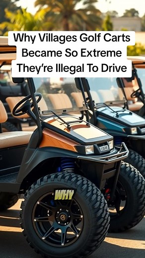 Why Villages Golf Carts Became So Extreme They’re Illegal To Drive The Villages golf carts, Villages cart modifications, illegal golf carts Florida, custom golf carts banned, Villages cart laws, Florida retirement culture #FloridaUnfiltered #HiddenFlorida #FloridaLife #TheVillages #GolfCartCulture Extreme golf cart customization in The Villages has gone so far that many $50,000 builds are now illegal to drive. Lift kits, oversized wheels, and performance mods are turning carts into banned vehicl