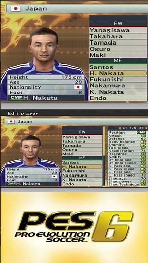 Japan Full Squad in PES 6 – Full Team & Player Stats (Pro Evolution Soccer 6)
