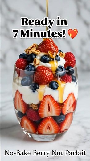7-Minute Berry Nut Parfait (No Bake & So Good!) 🔥 #easyrecipe