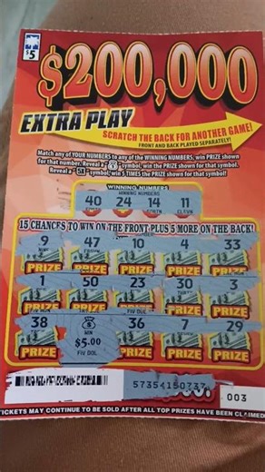 Money Bag 200,000 Extra Play South Carolina Lottery Scratch ticket