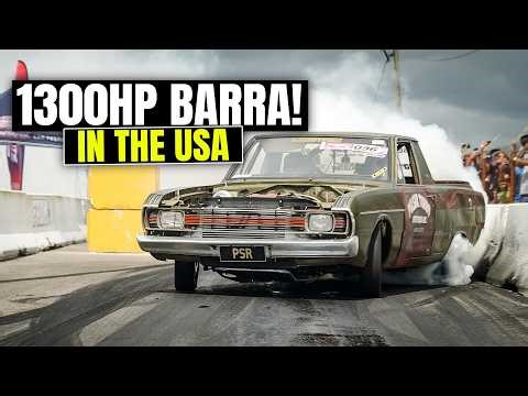 We put ‪@brett_lasala‬ in a Barra Valiant ute at Summernats USA 🇺🇸