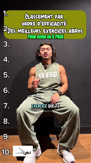 Classement par ordre, efficacité des meilleurs exercices abdo pour avoir un 6pack la règle la plus importante, c’est surtout que tes abdo se créent dans l’assiette, mais bon faire des exercices inutiles, ça te fait encore plus perdre ton temps #fyp #pourtoi #fitness #abs #gym