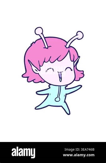 shivering motion animation of a cartoon alien girl laughing Stock Video Footage - Alamy