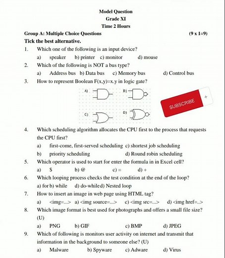 Class 11 Computer model question 2080 || Computer (NEB) model question class 11