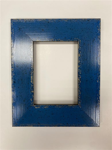 Modern Coastal Picture Frame, Distressed Cobalt Blue With Black Splatter, Rustic Ribbed Wood Frame - Etsy