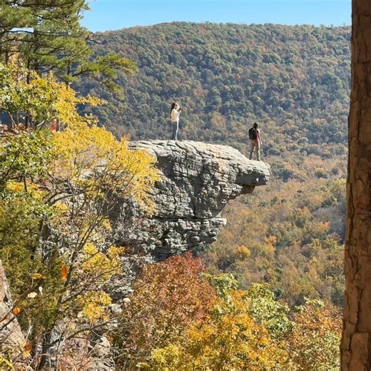 We hiked one of the most iconic trails in Arkansas. Whitaker Point to Hawksbill Crag. The views, the colors, the quiet out here… it’s everything we love about fall in the Ozarks. The Most Underrated Fall Escape in America continues this week! #Arkansas #Ozarks #travelcouple #fallvibes #TravelCouple | Cody & Kellie