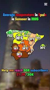Average temperature in Spain in Summer + Winter 2025 #europe #europe #mapguide #map #mapping