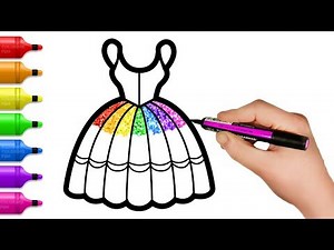 How to Draw 8 Rainbow Dress - Fun Glitter Coloring Book for Kids