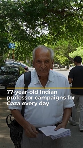 Retired professor VK Tripathi leaves his home in India’s New Delhi every day to hand out flyers about Israel's genocide in Gaza. Despite criticism and confrontations, he says he won’t stop speaking out against injustice. | Al Jazeera English