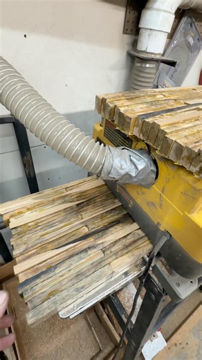 This never gets old- exposing the beauty of reclaimed barrel staves! #woodworking #barrels