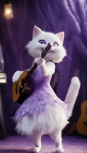 Adorable Guitar Cat Steals the Show 😻🎶 Romantic Cat Guitar Performance 🌙🎶 #romantic #guitar #cat