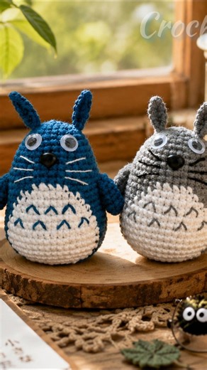 How to Crochet a Chubby Totoro Pendant | Cute Totoro Keychain Tutorial 🐾🧶