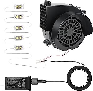 Kalolary 1.5A Replacement Air Blower for Inflatables, Inflatable Air Fan Blower with 12v/2A Adapter and 5 LED Lights, Halloween Christmas Inflatable Outdoor Decorations Fan Blower Set