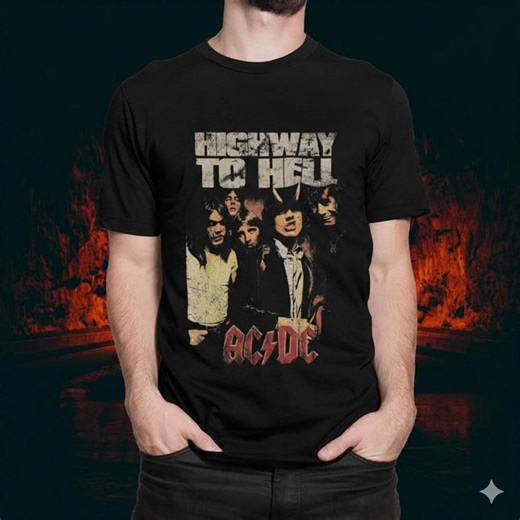 Vintage ACDC "highway to Hell" T-shirt | Rock Music Tee - Etsy
