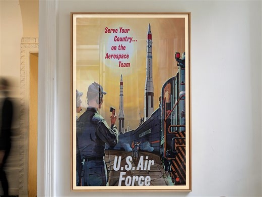 Vintage U.S. Air Force Rocket Poster, Retro Military Wall Art, Aerospace Propaganda Print, Space Decor - Etsy