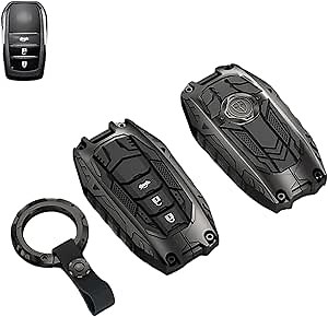 Heavy Key Fob Cover Case Protector for Toyota, Keychain, Accessories for Toyota 2019-2024 Venza, RAV4 Prime, Land Cruiser, Fortuner, Grand Highlander, Corolla Cross, Hilux,Tundra (Type-A Black)