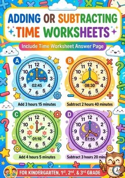 Adding and Subtracting Time Worksheets, K-3 Grade,68P, Printable&AnswerKey, EP5