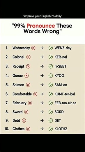 99% Mispronounce These English Words! Learn the Correct Pronunciation #English #Pronunciation