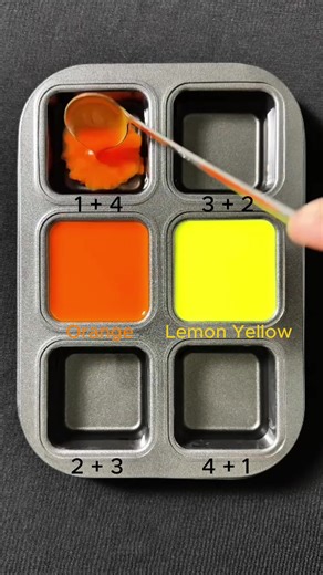 Create 4 colors from 2 colors: Orange Lemon Yellow #colors #asmr #colormixing #mix #satisfying #mixing #mixingcolors #yellow #orange