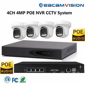 [Hot Item] Outdoor CCTV Camera Package Kit DVR NVR Poe WiFi 4G Home CCTV System with Full Color 4MP Dome and Bullet Cameras