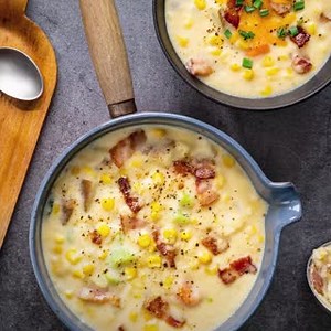 Warm up with this quick cheesy chowder with corn, vegetable medley,...