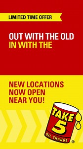 Receive big savings on your next oil change at Take 5. New Locations Now Open Near You! | Take 5 Oil Change