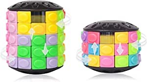 R.Y.TOYS Fidget Toy,Magic Cube Puzzle,Brain Teasers for Adults,Cylinder Rotate&Slide Logic Restless Hand Game,Trick Puzzle,Gift for Kids Child(12 Colors x 3/5 Layers)