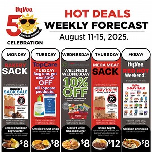 2.8K views · 23 reactions | ☀️ Sun’s out, savings are IN! ☀️ Our 50 Days of Summer Hot Deals start NOW at Hy-Vee — and this week is on fire!  From Fuel Saver savings to a weekend meat sale, don’t miss out on these sizzling savings. Hurry in and shop the heat before it’s gone! #HyVeeHotDeals #50DaysOfSummer #SummerSavings #SizzlinAtHyVee Valid in store at your Sioux Falls and Brookings Hy-Vee stores. | Hy-Vee | Facebook