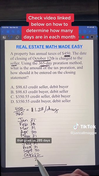 @justcallmaggie Calculating real estate state exam tax proration questions #realestatemath #stateexamquestions #realtormath #proration