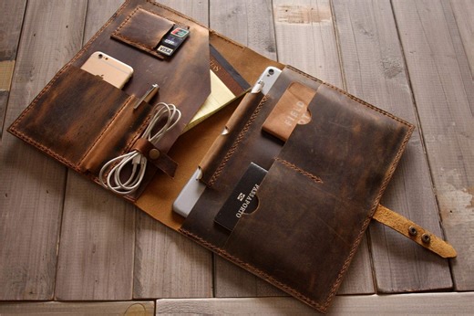 Personalized Leather Portfolio: Padfolio Case A4 Document Organizer - Etsy