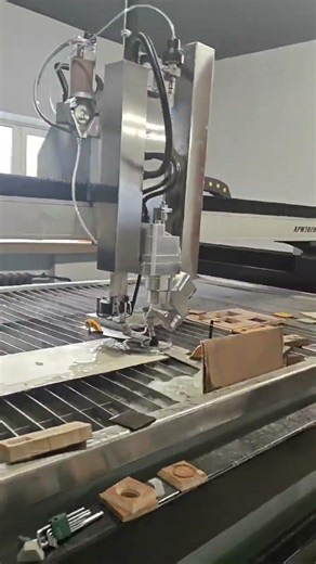 test cutting during APW Waterjet after-sale service #waterjet #apwwaterjet #waterjetcutting #cnc