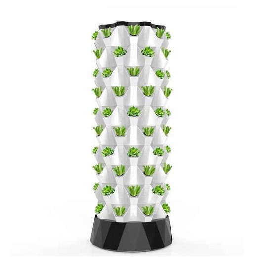 Hydroponic Vertical Garden Tower 5 Tier Large Stacking Planters 20 Plant Sites with Nutrient Supply Coco Coir and Reservoir