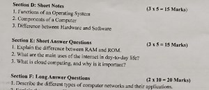 Section D: Short Notes1. Furctioas of an Operating System(3×5... | Filo