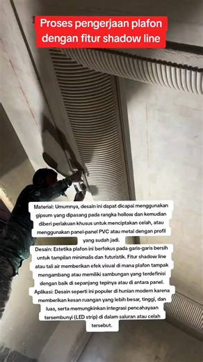 Wahyu Harispribadi on Instagram: "Proses pengerjaan plafon dengan fitur shadow line #fyp #prosespengerhaanplafon #plafonshadowline #shadowline #komeditukang #tukangbangunan #semuaorang"