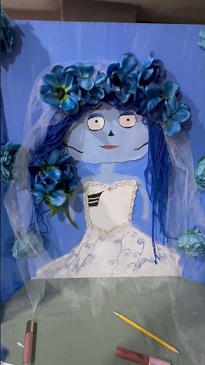 Pumpkin project🎃 Emily Corpse bride 🩵💙 #corpsebride #drawing #project