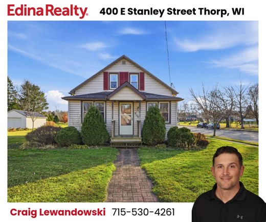 🔥 New Listing in Thorp, WI 400 E Stanley St, Thorp, WI MLS# 1597257 • $235,000 Listed by Craig Lewandowski • 715-530-4261 This spacious Thorp home offers great potential on a generous half-acre lot—perfect for anyone looking for extra garage space, flexible rooms, and a convenient location near parks, the pool, and the school. ✅ 3 bedrooms 2 bathrooms ✅ Two 24x24 detached 2-car garages ✅ Main level with updated kitchen, living room & two bedrooms ✅ Large basement with recessed lighting & room t