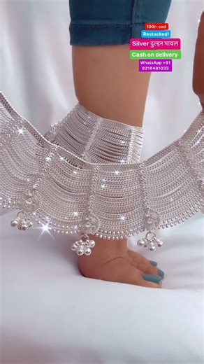 New designer silver dulhan payal, with 70% discount on instant first order, extra discount on website order for order visit our website link in bio- https://khushbujewellers.com/ Or whatsapp screenshot on:- 91 9256124425 :- silver jewellery :- all india cash on delivery available #silver #dulhanpayal #jewellery #somthings#jewellry#aad#reel#box#boxpackin#jewellery#forone#howtodo#short#shorthideo#shortsong #giva | khushbujewellers.com_3