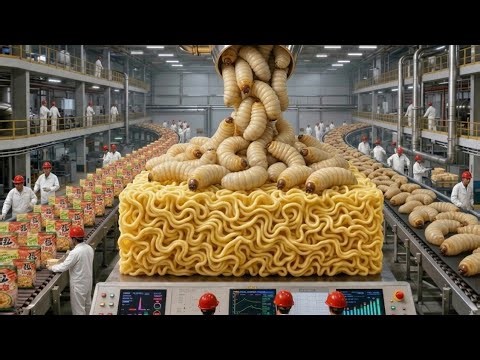 Inside the Coconut Worm Factory ｜ How Fatty Worms Are Turned Into Instant Noodles (Full Process)